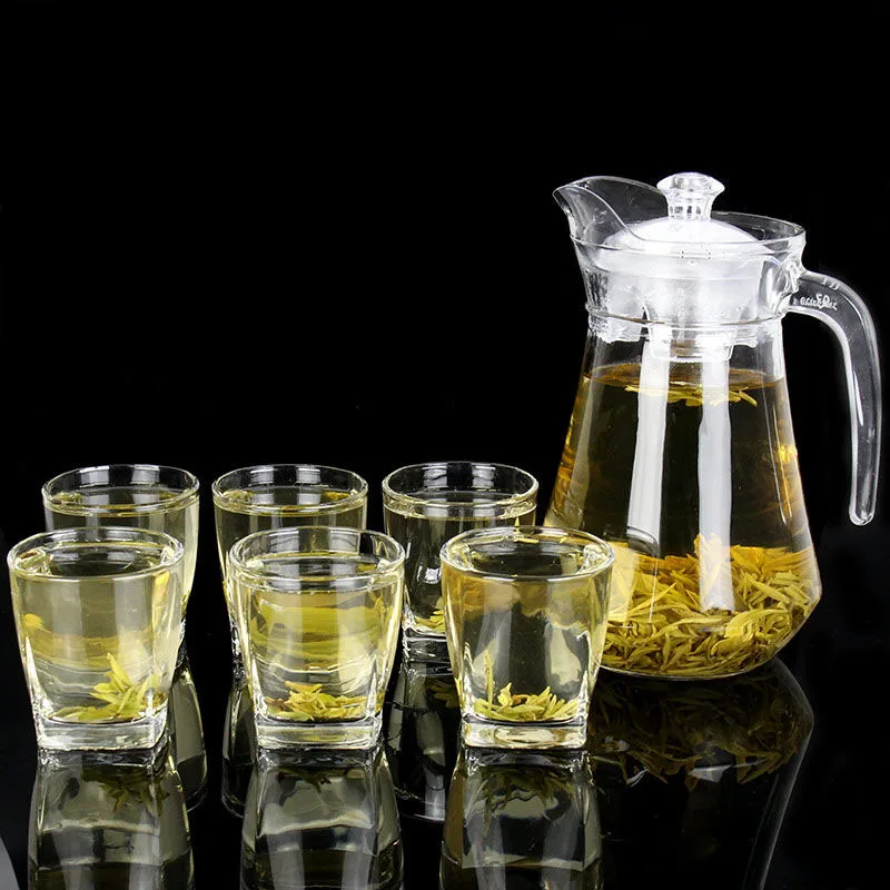 

Glass Water Seven-piece Suit Household Large Capacity Glass Cold Water Resistant Teapot Juice Beer Jug Cup Glass Cups Insulated
