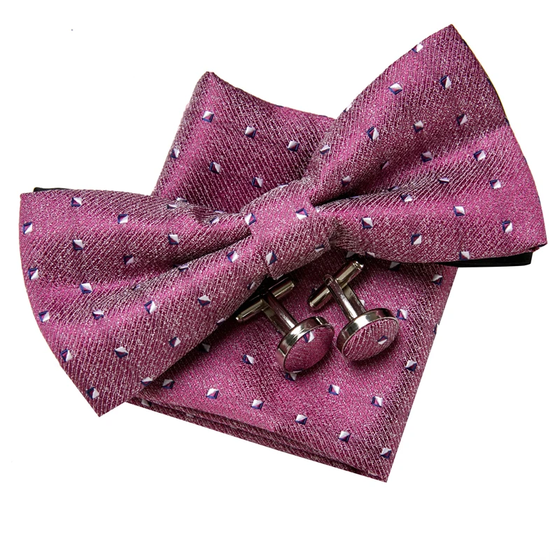 

2021 New Design Wholesale Holiday Gift Jacquard Silk Bow Tie Pocket Squares Set Red Men Suit Accessories Floral