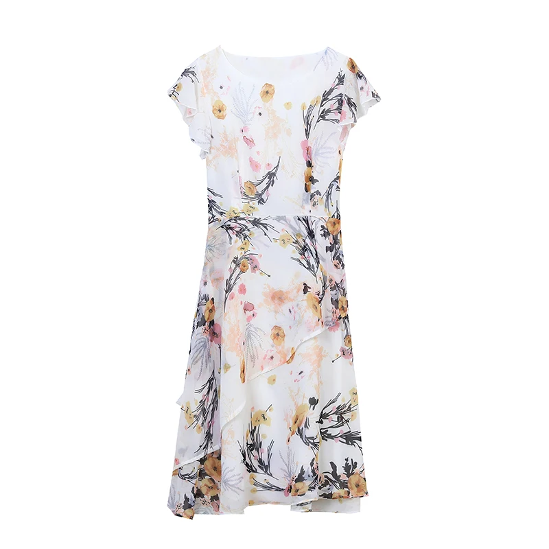 

COIGARSAM 4XL Plus Size Short Sleeve Women dress New Summer Print Dresses 982