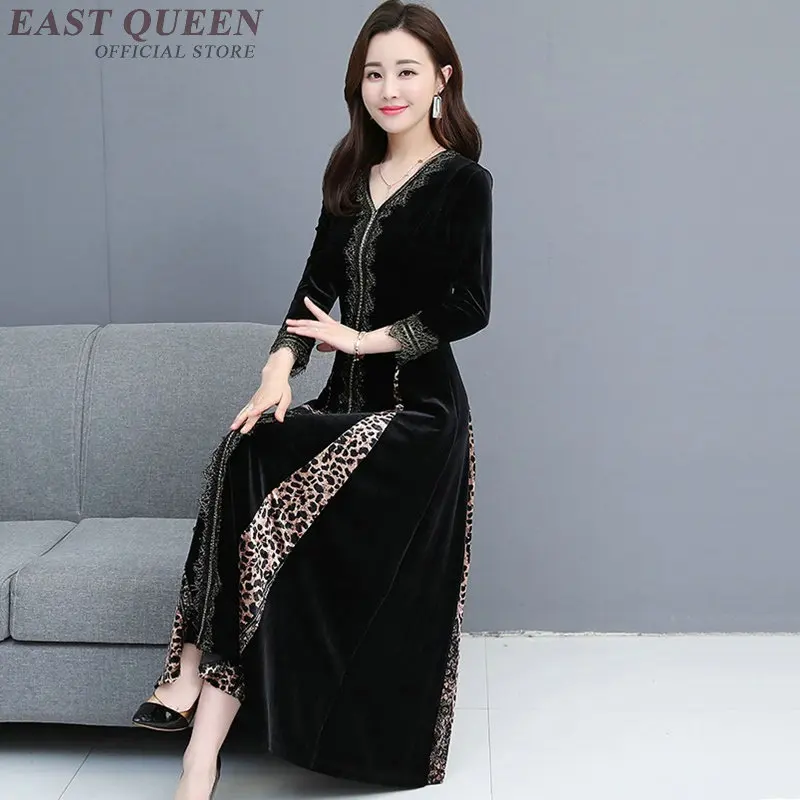 Женское винтажное платье длинное Повседневное с леопардовым кружевом TA1780 осень