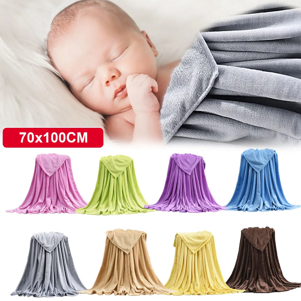 

Lightweight Super Soft Cozy Luxury Bed Blanket Small Size Solid Color Coral Fleece Office Warmth Shawl Baby Blanket