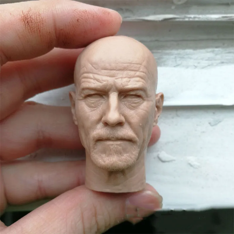 

Unpainted 1/6 White Bryan Cranston Head Sculpt Bald Male Soldier Head Carving Fit 12'' Action Figure Body Model