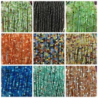natural agates stone loose beads high quality 3mm 4mm faceted round shape gem necklace bracelet jewelry making accessories wk265