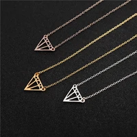 10 geometric hollow cone pendant chain necklace flat rhombus polygon triangle hollow ladies fashion lucky gift necklace jewelry