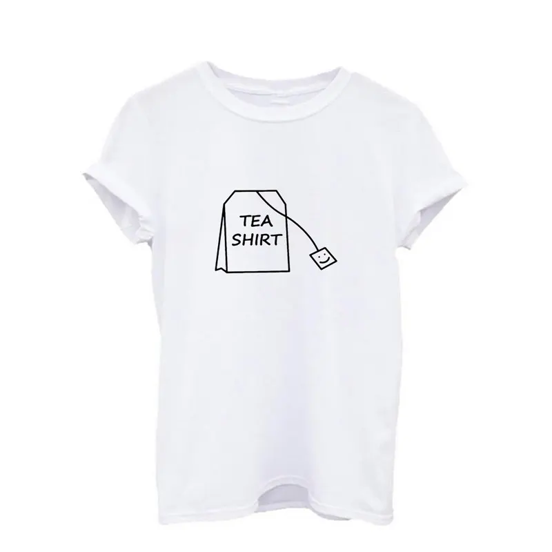 

Summer Women Vogue Casual Funny T Shirt Harajuku White Tea Bags Print T-shirts Short Sleeve Tee Tops Streetwear Clothes Female