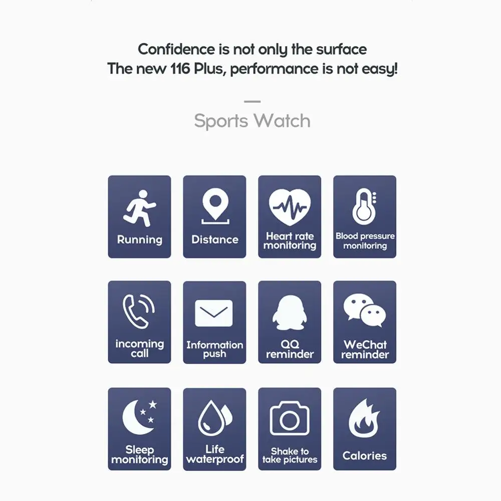 

Smartwatch 116plus Smart Wristband Heart Rate Monitor Sport Watch Fitness Tacker Men Women For Android Apple Phone