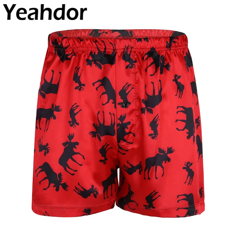 Мужские шорты боксеры с принтом оленя на Рождество Хэллоуин легкие свободные