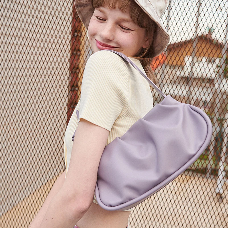 

Pleated Shoulder Bag 2021 Mini Brands Soft Leather Sac Baguette Underarm Bag Designer Handbags Luxury Women Sac De Luxe Femme