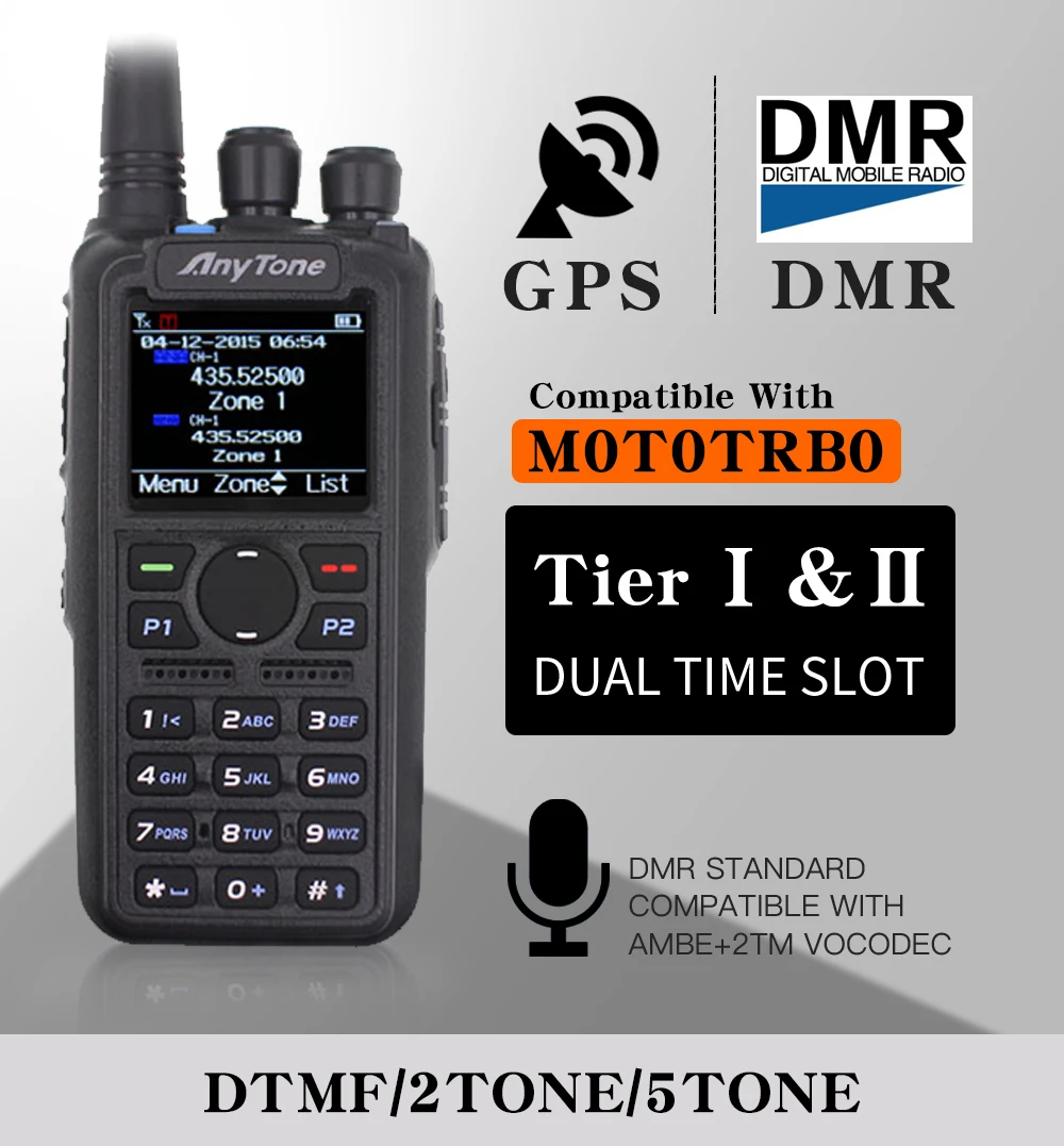 Радиоприемник Anytone цифровой DMR и аналоговый UHF/VHF Двухдиапазонная рация с GPS APRS