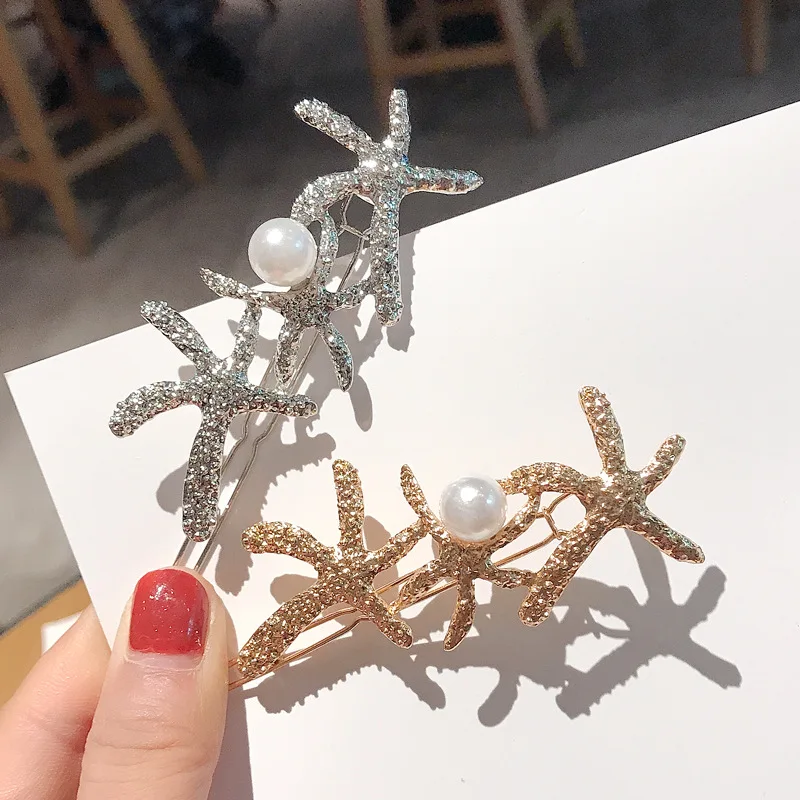Заколка для волос с жемчужинами и морскими звездами 2019| |