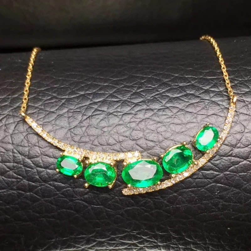 Цепочка из серебра 925 пробы с натуральным изумрудом 5 шт. | Украшения и аксессуары