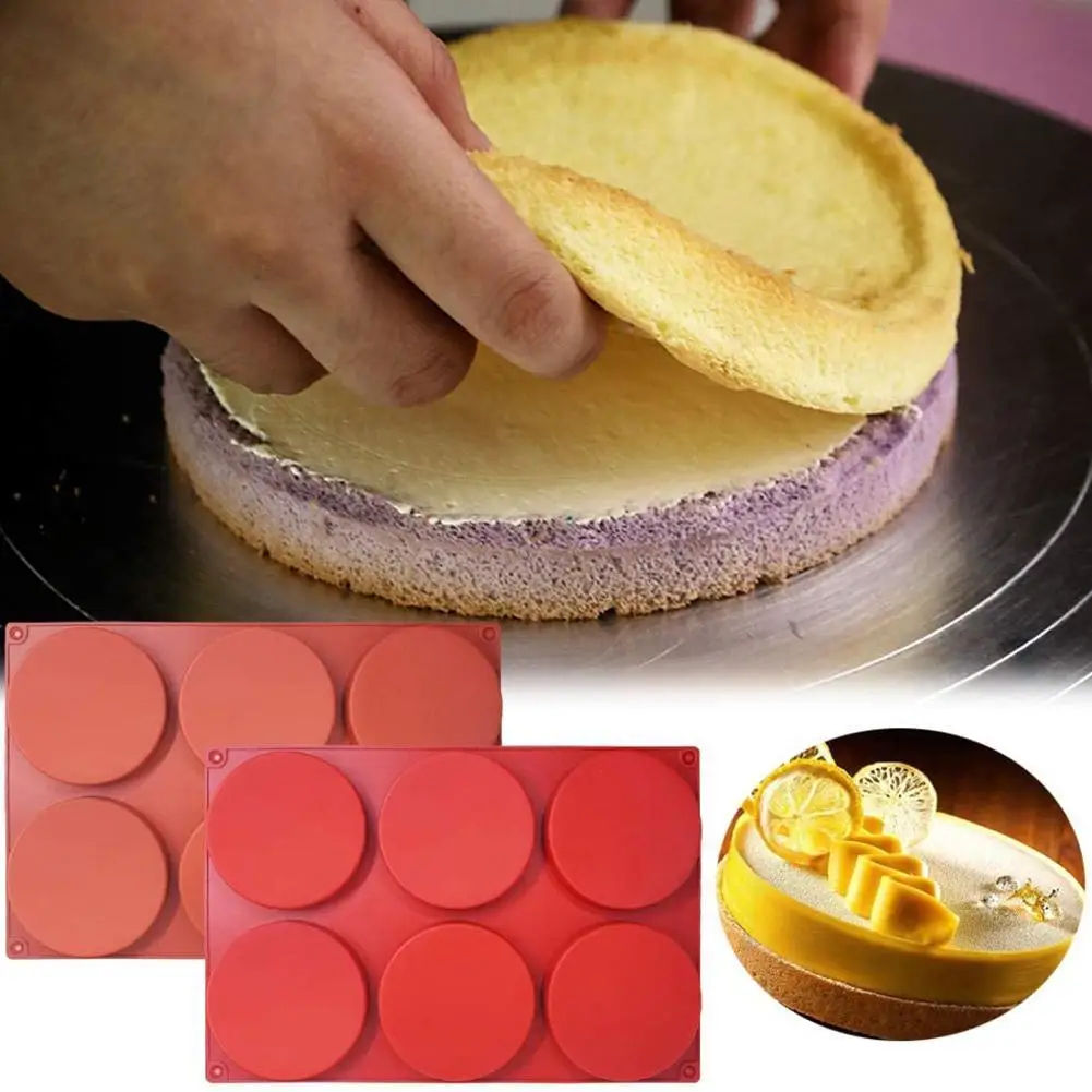 

6-Cavity Large Cake Molds Silicone Round Disc Resin Mold Non-Stick for Kitchen Diy Cake Candy Baking Bakeware Chocolate Coaster