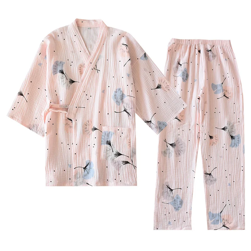 

Cotton Kimono Cardigan Pajamas Set Ladies Trousers Spring And Summer Yukata Thin Japanese Mujer Fresh Home Service Suit Soft