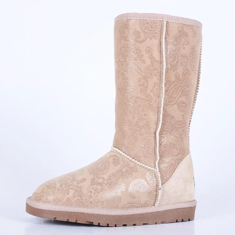 

2019 Glitter Snow Boots Women Thick Fur Warm Flat Platform Cotton Sequined Cloth Mid-Calf Boots Winter Shoes High cylinder Boots