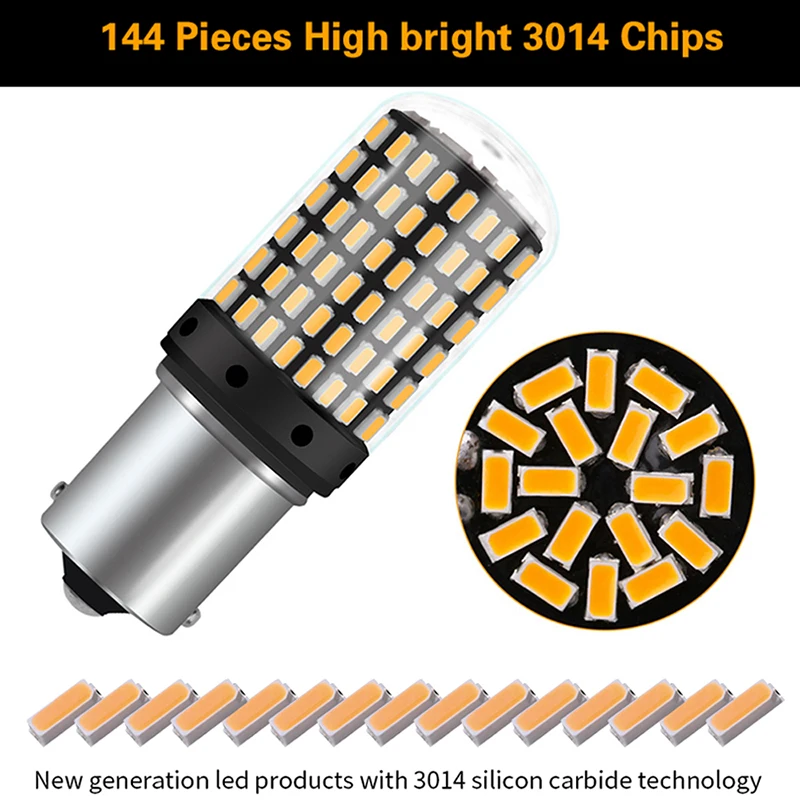 Светодиодная лампа высокой мощности 20 Вт 1x1156 BA15S P21W 144smd CanBus BAU15S PY21W для указателей