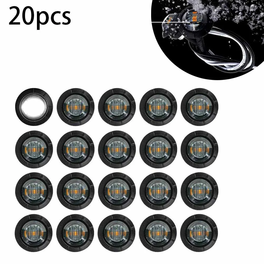 

20PCS Smoked 3/4 Inch Round LED Side Marker Lights Car External Lights Signal Indicator Lamp For Marine Truck Trailer Motorhome