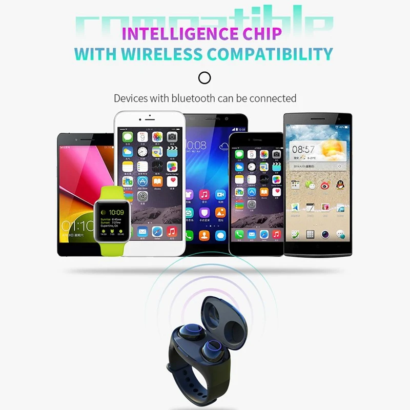 2 в 1 Смарт-браслет с наушниками Tws Bluetooth 5 0 наушники Портативный Браслет