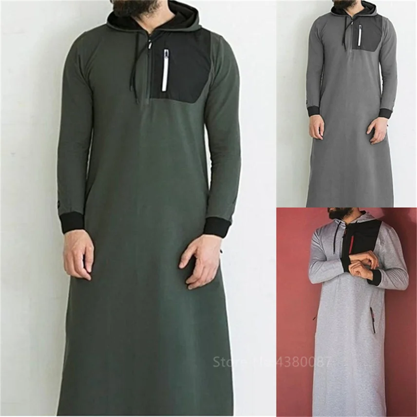 

Mens Clothing Robe Long Sleeve Saudi Arab Thobe Jubba Thobe Man Kaftan Winter Sweater Islamic Hoodies Dressing S-3XL