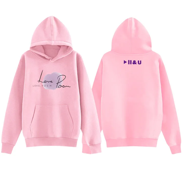 fleece Мода kpop iu концертная любовь стихотворение же печати флис/легкие свободные кофты унисекс iu пуловер Свободный свитшот 4 цвета - Цвет: fleece
