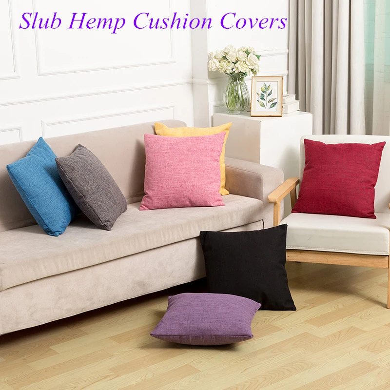 

Nordic Style Super Soft Slub Linen Cushion Cover Solid Dyed Cozy Hemp Pillow Cover Livingroom Sofa Couch Decorative Pillows Case