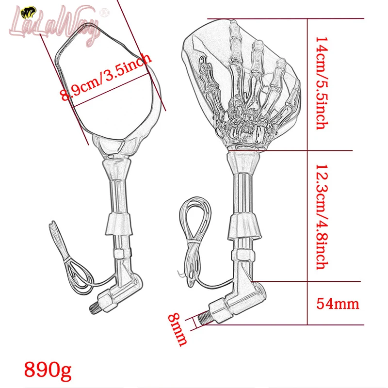 Универсальные светодиодные зеркала заднего вида для мотоциклов 8 мм 10 указатели