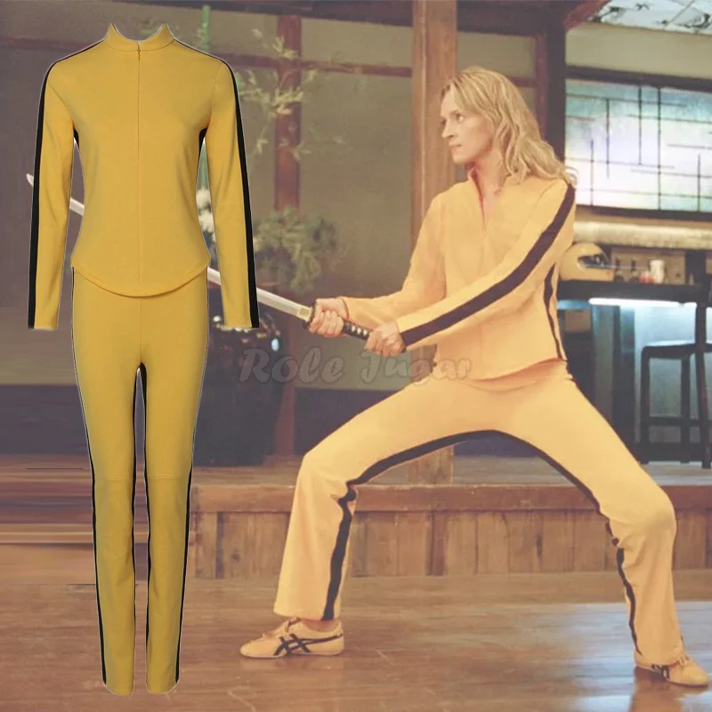 

Uma Thurman The Movie Kill Cosplay Costume Women's Yellow Tight Uniform Sets The Bride Cosplay Halloween Party Costumes C61X64