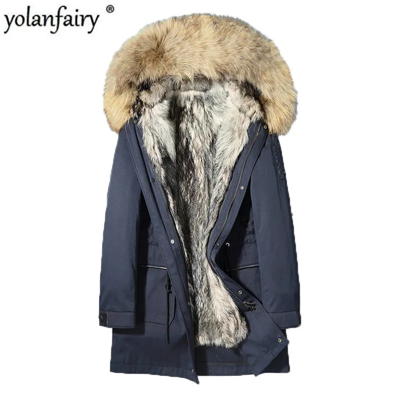 Пальто с натуральным мехом зимняя куртка для мужчин парка подкладкой из