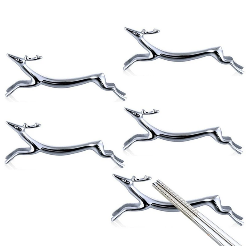 

Zinc Alloy Running Deer Chopsticks Rest Spoon Stand Fork Knife Holder Decoration