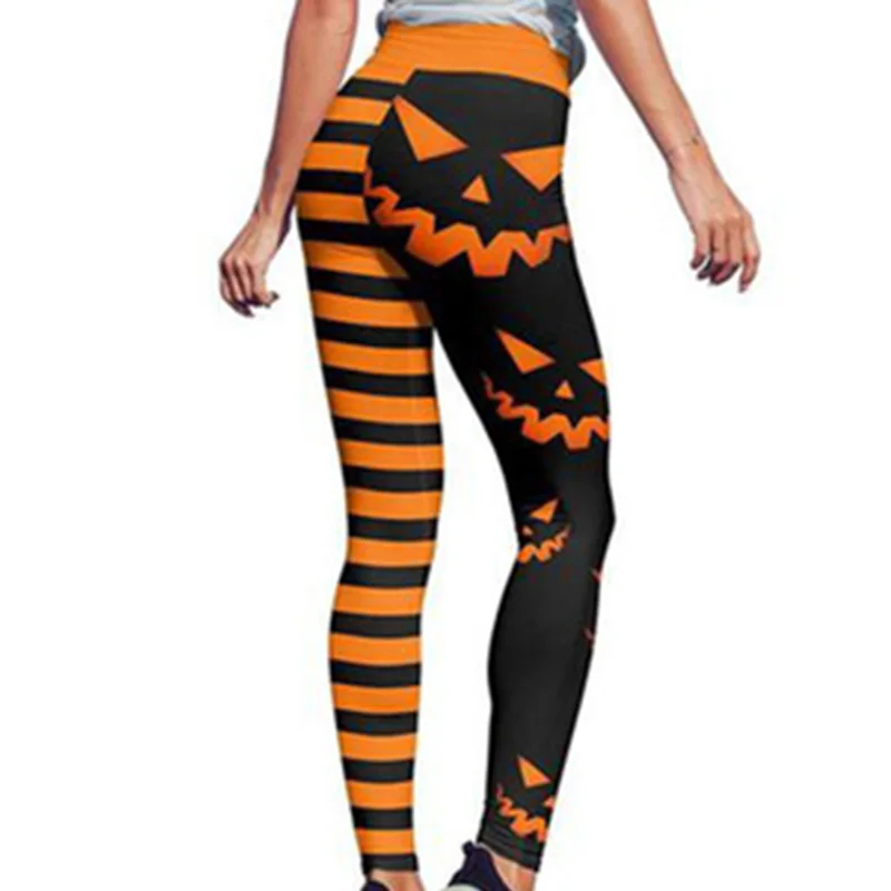 Pumpkin head digital print leggings with small feet lift hips  slim body  breathe  absorb sweat and prevent filth