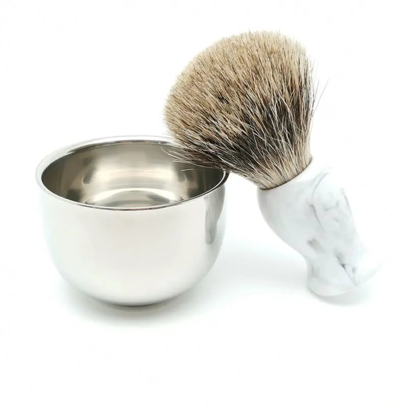 TEYO Two Band Fine Badger Hair Shaving Brush and Shaving Bowl Set Perfect for Wet Shave Double Edge Razor Safety Razor Tools