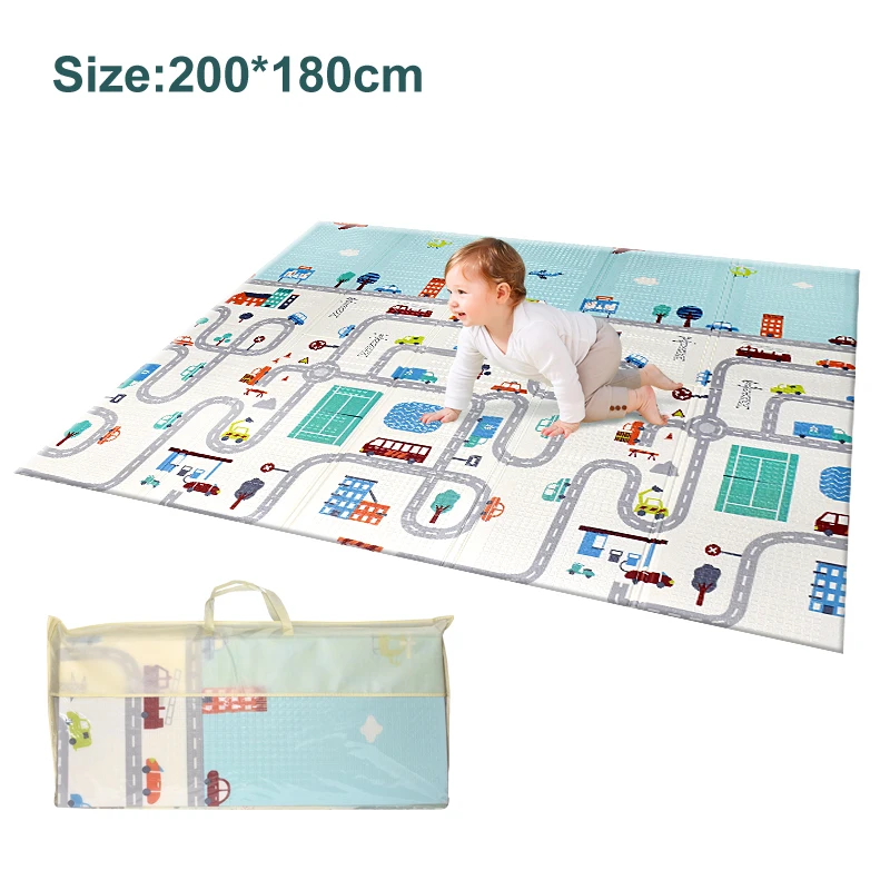 Детский игровой коврик складной пазл Xpe Образовательный детский двусторонний