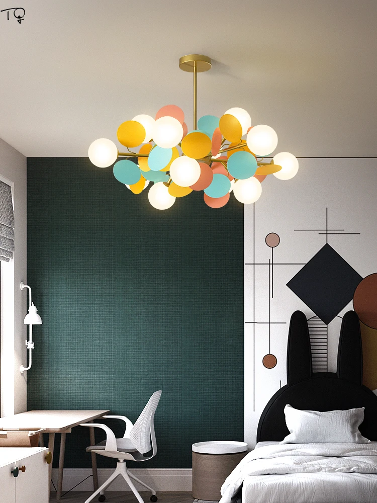 Скандинавский Ins макарун цветок ветка лампа молекула подвесные светильники