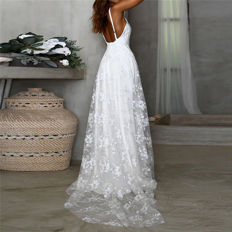 Женское летнее кружевное платье с V-образным вырезом без рукавов | Женская одежда