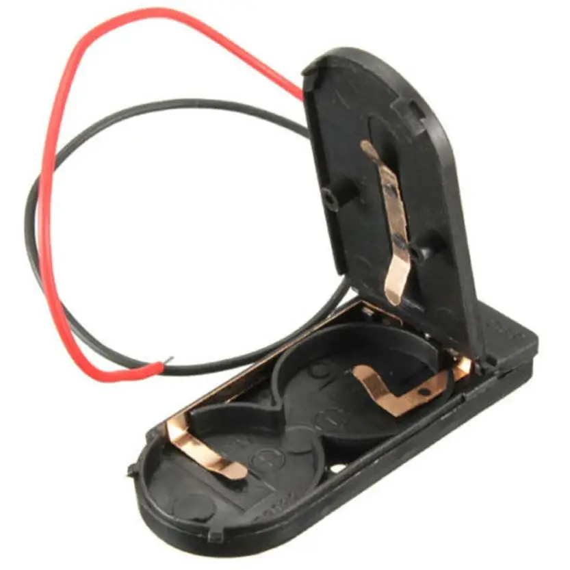 100 шт./лот 2x держатель для монетных батарей CR2032 с крышкой, проводами 6В и выключателем ON/OFF.