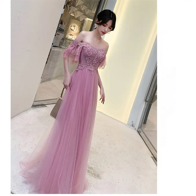 It's Yiiya Evening Dresses Boat Neck Plus Size Short Sleeve Appliques Robe De Soiree Floor-Length Women Party E896 | Свадьбы и