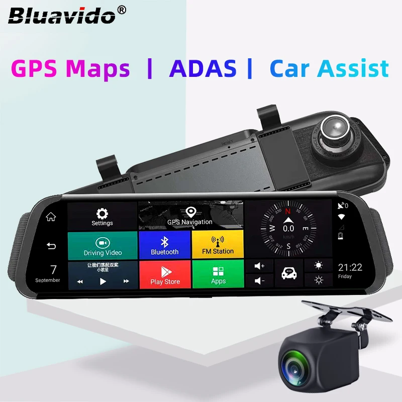 

Bluavido 10 дюймов 4G ADAS Android Автомобильный видеорегистратор GPS-навигация FHD 1080P Автомобильное зеркало заднего вида видеорегистратор с ночным виде...