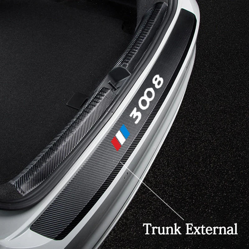 

90cm * 7cm Leather Car Rear Bumper Stickers Trunk Guard Plate Molding For peugeot 3008 GT line 2019 2018 Car Accessories
