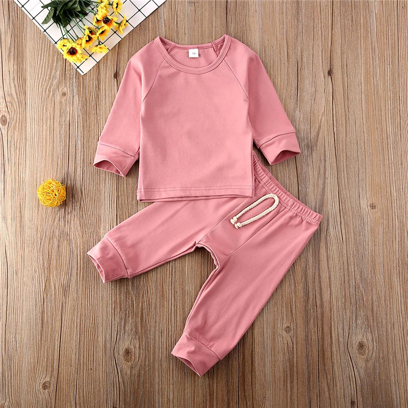 6 Color Autumn Kids Clothes Boys Clothing Set Infant Baby Girls Long Sleeve T-shirt+Pants Outfits Tracksuit | Детская одежда и