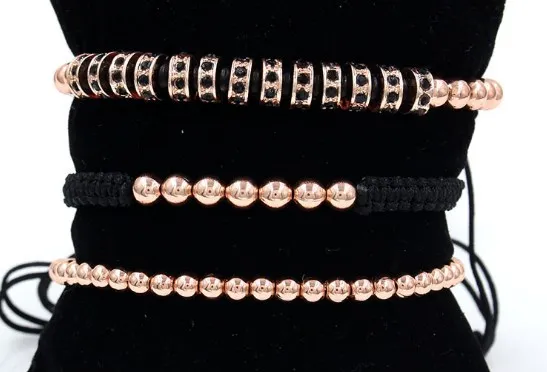 

4mm 3PCS/Lot igh45 gold silver Copper cz zircon cubic zirconia elastic ball bead crown Punk Macrame Charm Bracelet Bangles