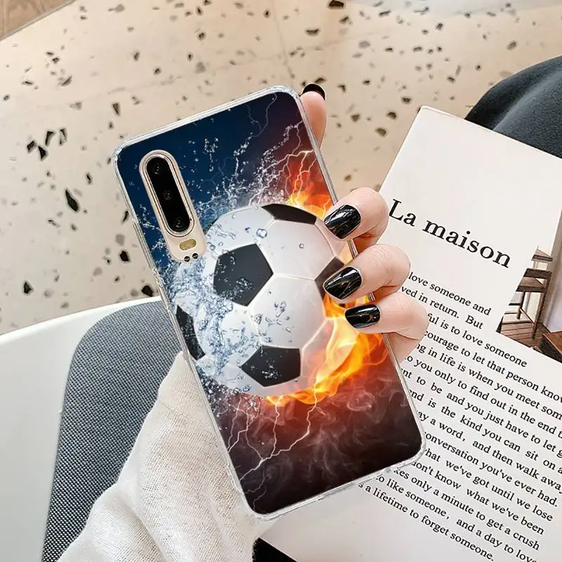 

Football Soccer ball Phone Case Transparent for Samsung A71 S9 10 20 HUAWEI p30 40 honor 10i 8x xiaomi note 8 Pro 10t 11