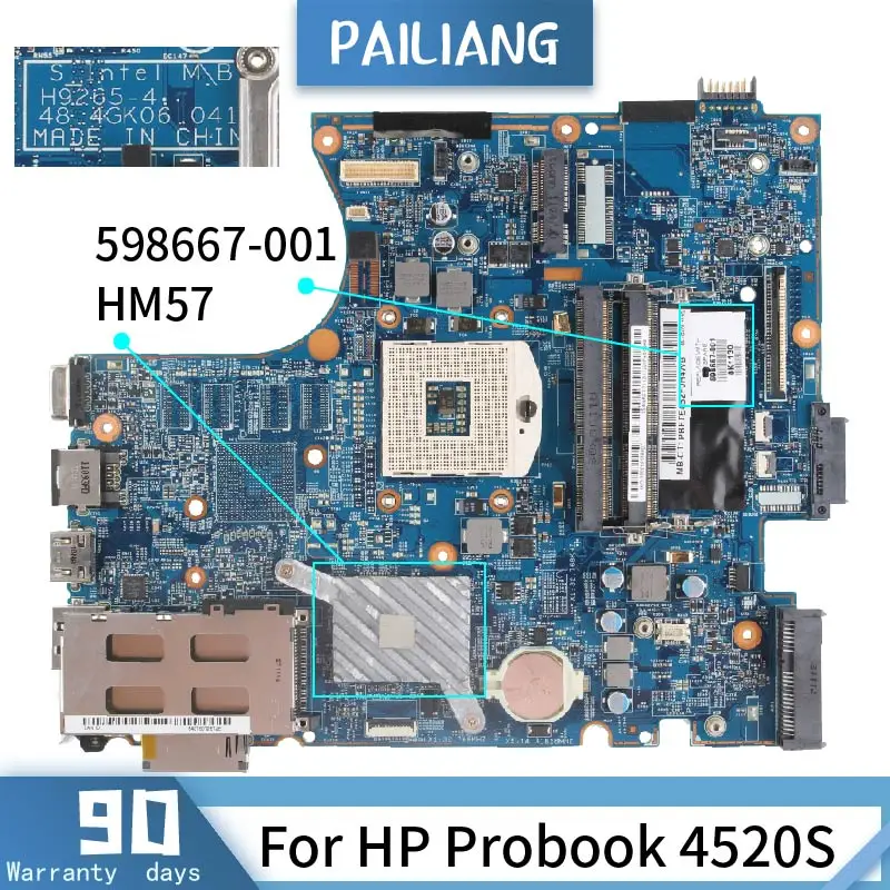 Parpailiang-placa-mãe para Laptop hp Probook 4520s Placa Principal Retrovisora Hm57 Ddr3 Placa-mãe para notebook