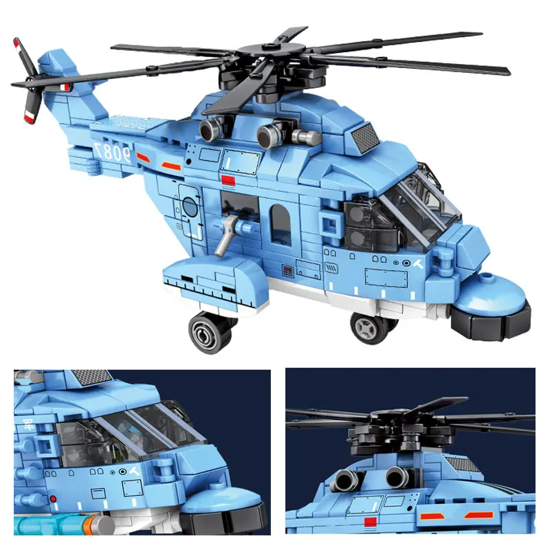 SEMBO 375pcs City Helicopter Building Blocks Military Fighter Pilot Technical Aircraft Toy Bricks Army Plane Model Kids Gifts | Игрушки и