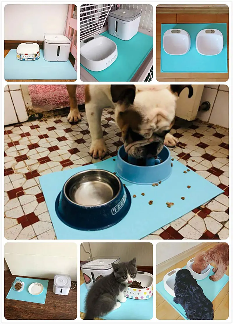 PETKIT коврик для собак, кошек, еды, FDA класс, силикон, водонепроницаемый, для размещения домашних животных, нескользящий, непромокаемый, коврик для кормления домашних животных 46x34 см