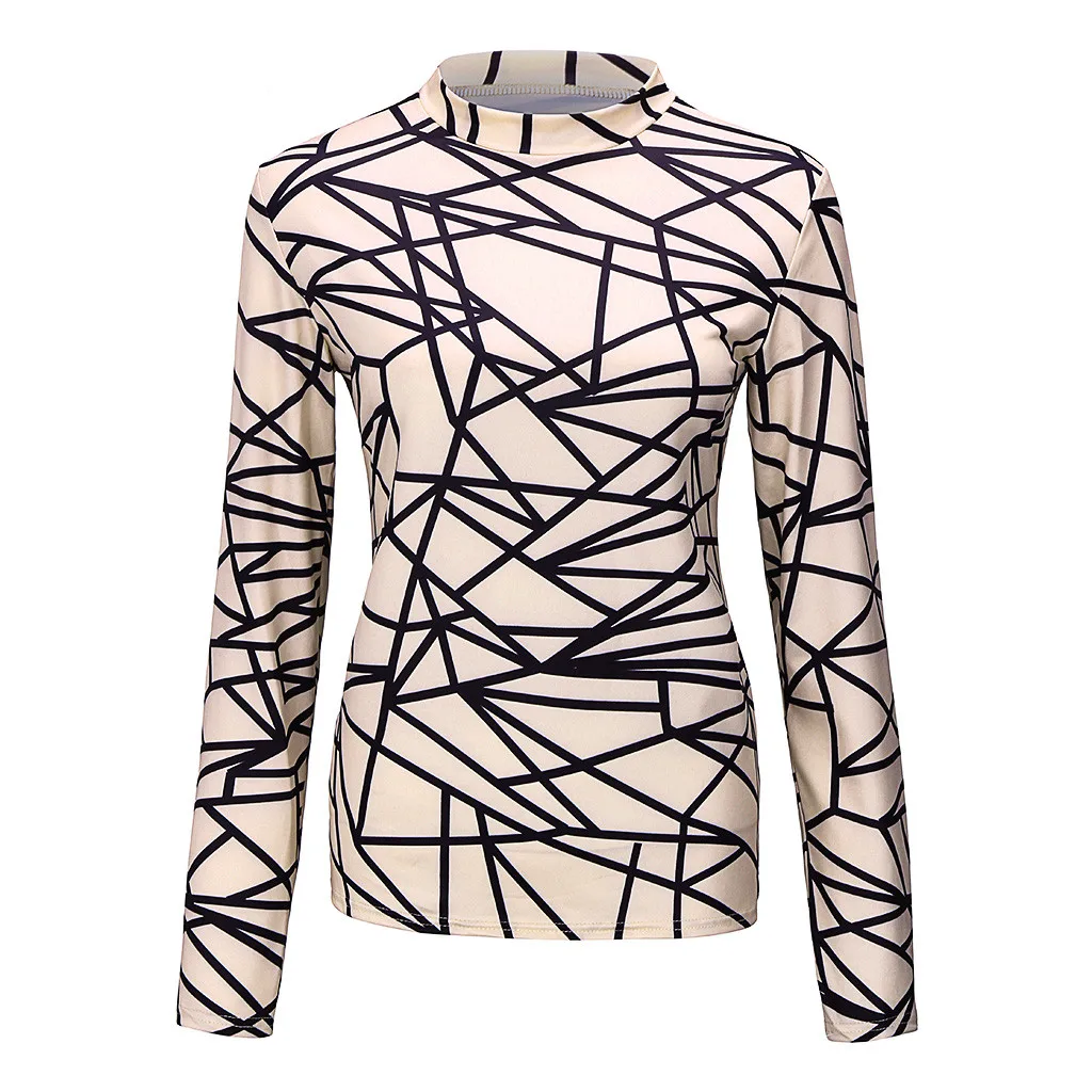 Женская зимняя футболка с круглым вырезом длинным рукавом и сетчатым