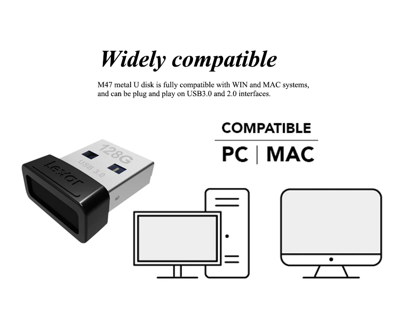 Lexar JumpDrive S47 UBS 3,0 флеш-накопитель 32 Гб 64 Гб 128 ГБ USB 3,0 высокоскоростной мини авто USB флеш-накопитель