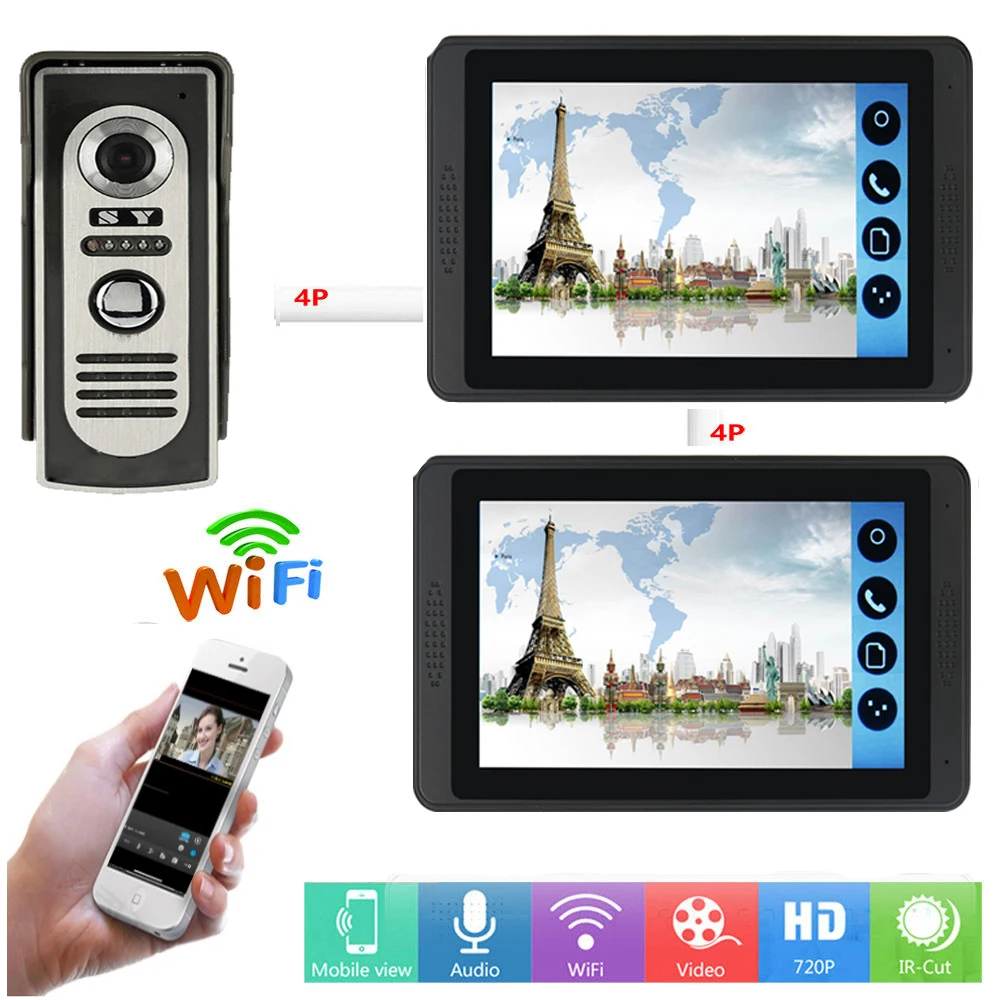 SmartYIBA APP Control Video Intercom 7 Inch Wifi Wireless Door Phone Doorbell Camera Visual System Remote Unlock | Безопасность и