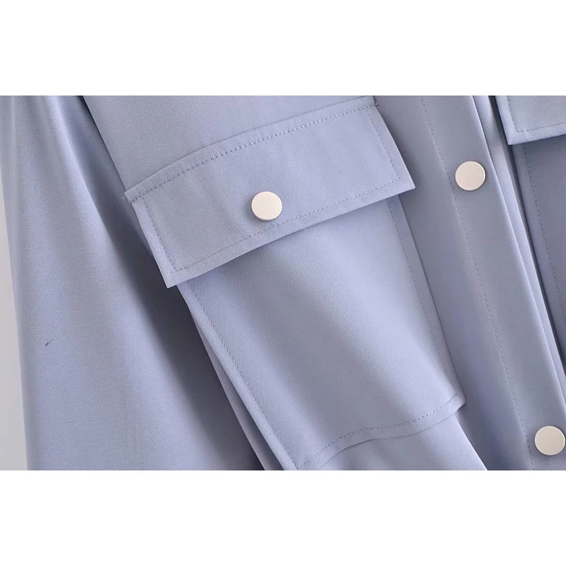 

2021 Women Fashion With Pockets Solid Single Breasted Jacket Long Sleeve Lapel Neck Drawstring Vintage Female Coats Chic Tops