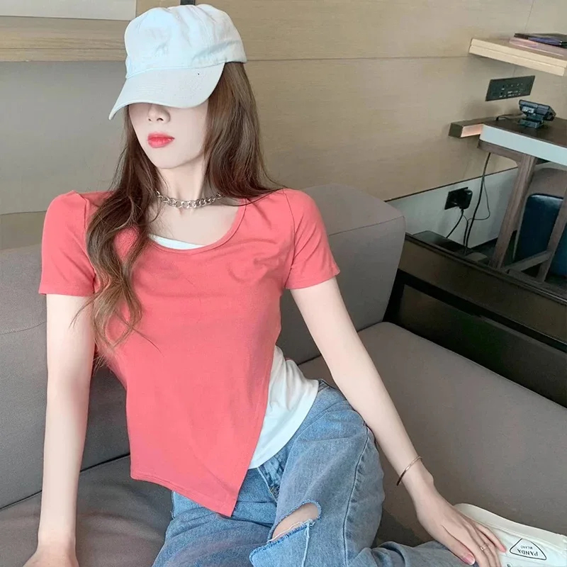 

T Shirt Women gold Ladies Top Tee Shirt Summer Clothing