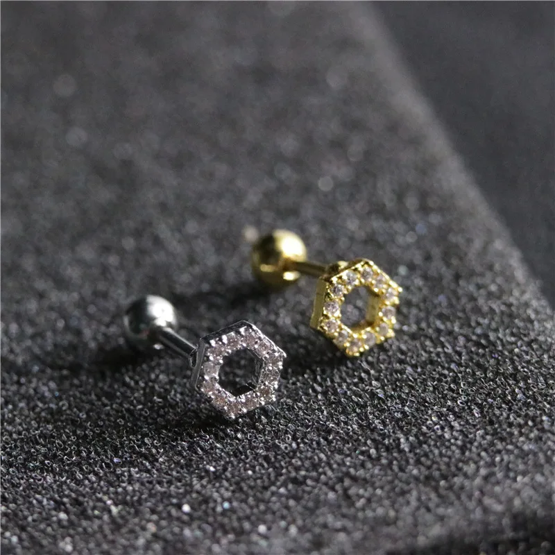 

Women's Fashion Mini Honeycomb Hexagon Set Zircon Earrings Super Flash Earrings Jewelry Travel Keepsake A Birthday Present