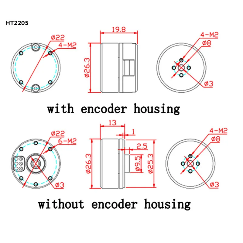 Motor de card&aacute;n sin escobillas de 12V, 800RPM, HT2205, Mini c&aacute;mara Pan-Tilt-Zoom PTZ BLDC, con codificador AS5048A/AS5600 de 12 bits para RC-4
